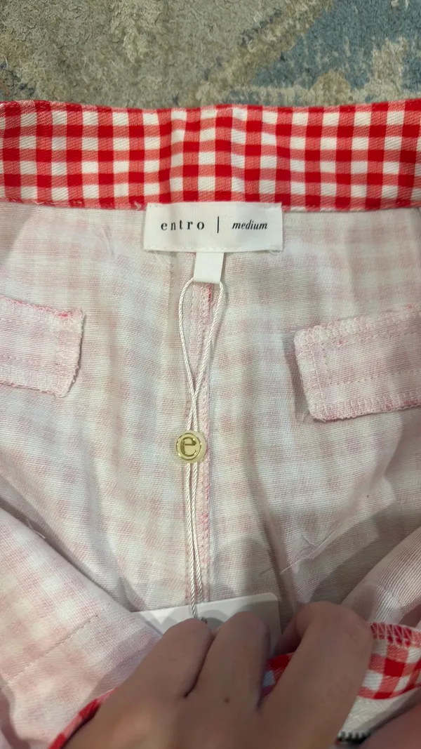 red gingham shorts Size M - Image 2