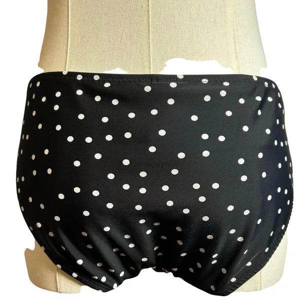 Black White Strappy Side Bikini Bottom Swim Medium Coquette Minimalist Y2K - Image 2