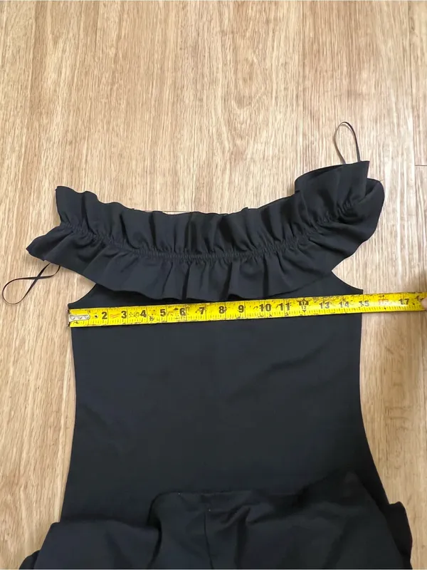 Zara Black One-Shoulder Ruffle Sheath Dress - Image 5