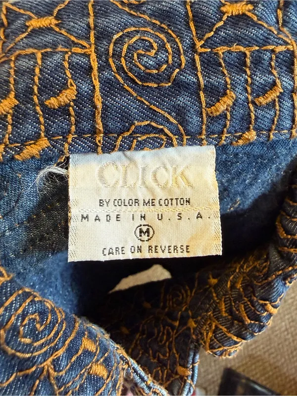 Click by Color Me Cotton Embroidered Denim Jacket 100% Tencel - Image 10