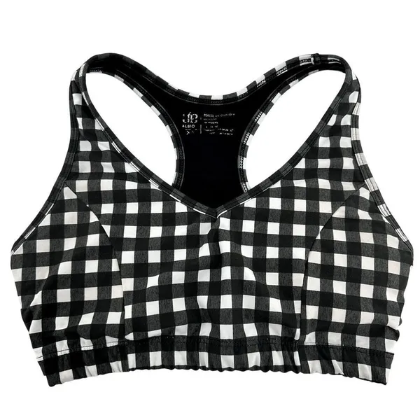 Albion Lift Bra Stride 7/8 Legging Set Gingham Pocket Racerback Black White XS - Image 2