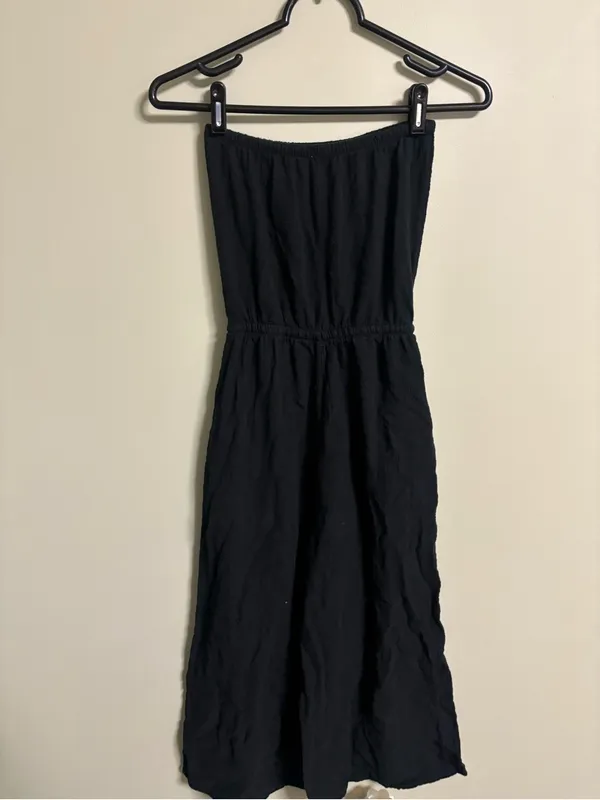 Aerie Strapless Jumpsuit Romper Cotton Gauze Black Size XXS Wide Leg Resort - Image 2