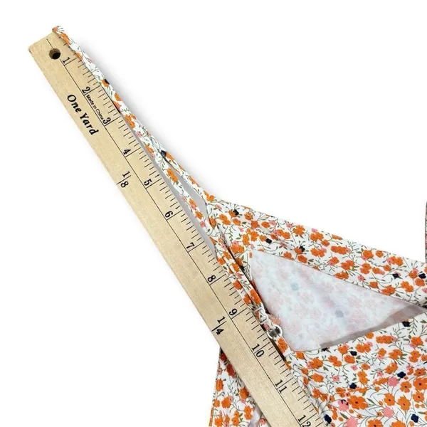 A Loves A Ditsy Floral Button Front‎ Spaghetti Strap Sundress Orange Pink Small - Image 13