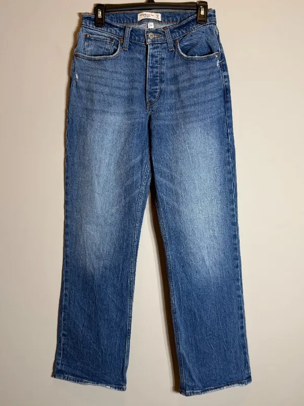 Abercrombie & Fitch Curve Love 90s Baggy Low Rise Denim Jeans Women's 25 0R Blue - Image 5