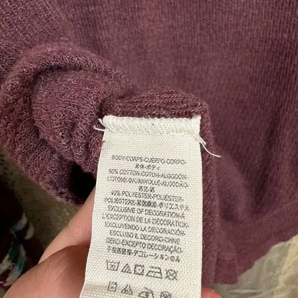 Free People Rainbow Thermal Wine Maroon Long Sleeve Boho Small - Image 8