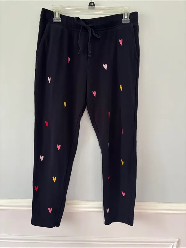 Lou & Grey w/ LOFT Colorful Heart Terry Sweatpants Jogger Pants Sz Med Valentine - Image 2