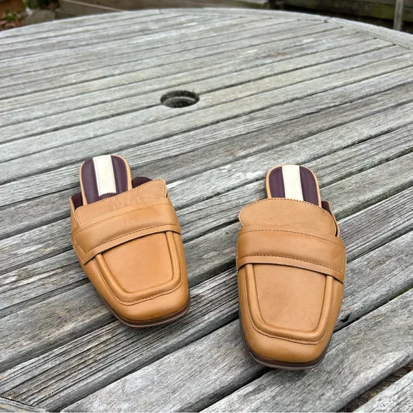 Franco Sarto Tan Brown Leather Duval Mule‎ Womens Slip On Mules Flats Size 7 - Image 3