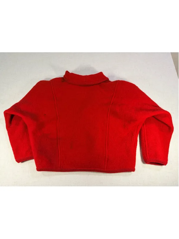 Vintage The Eagle’s Eye 100% Wool Shawl Collar Cropped Cardigan Jacket Red 12 - Image 3