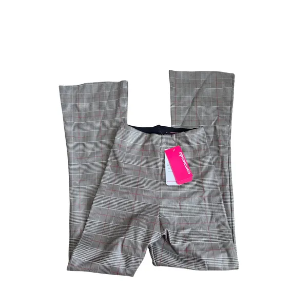 Commando Faux Leather Crop Flare Pants Grey‎ Glen Plaid Size Extra Small NEW - Image 5