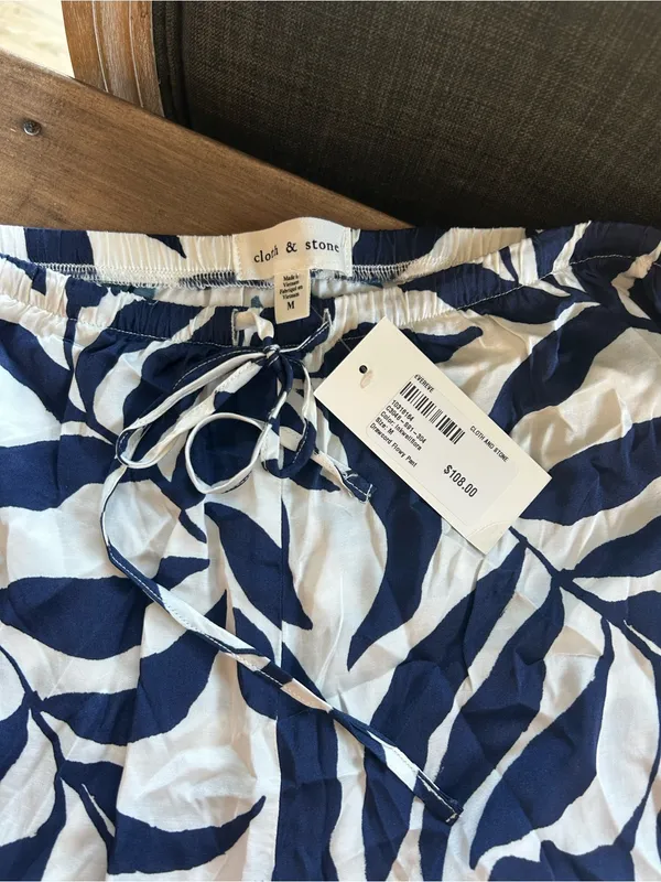 NWT Cloth & Stone SET Satin Floral Blue Tank Pant M - Image 8