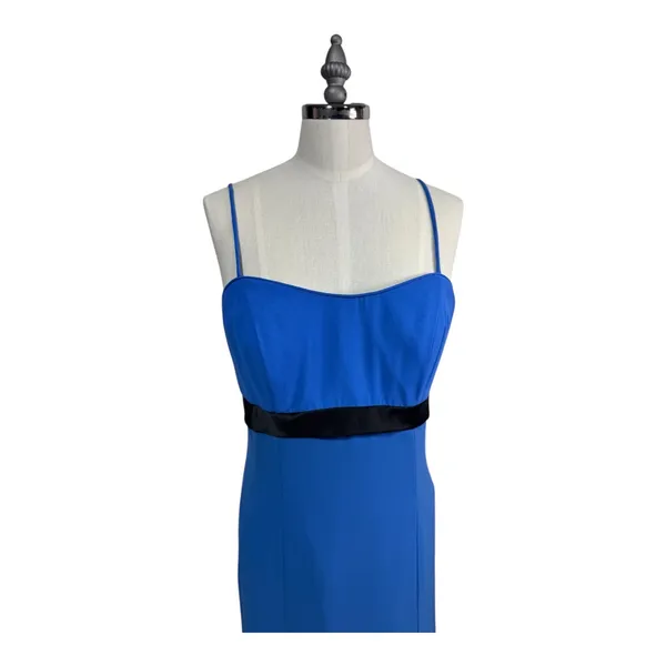 Linda Royal Blue Chiffon Maxi Gown Open Back Bow Detail Prom Formal Women's 16‎ - Image 13