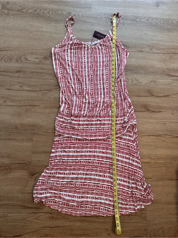 LASCANA NEW Red White Boho Print Convertible Midi Dress Size 16 resortwear - Image 4