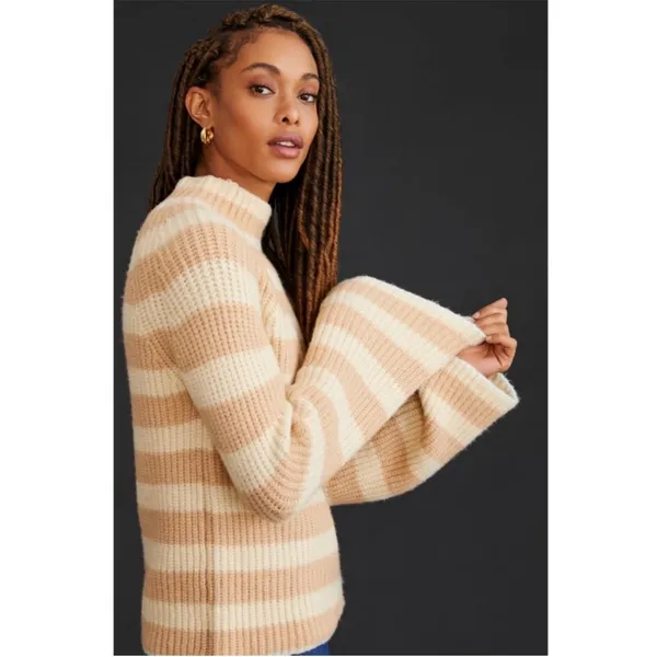 Anthropologie Maeve Striped Turtleneck Wool Blend Large NEW Tags - Image 2