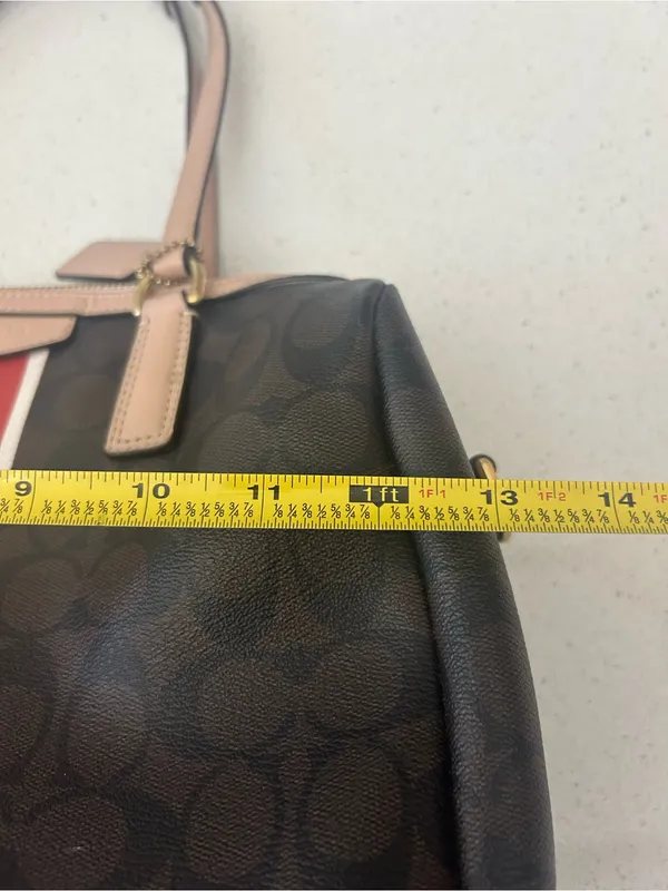 Coach Nancy Satchel Signature Brown Logo Print Purse Bag EUC - Image 13