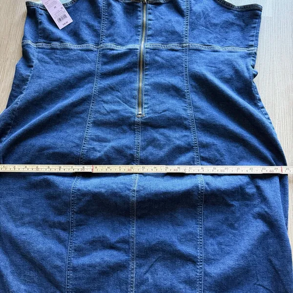 Womens Denim Blue Sleeveless Whimsigoth‎ Bodycone Overall Dress Size 2X - Image 2