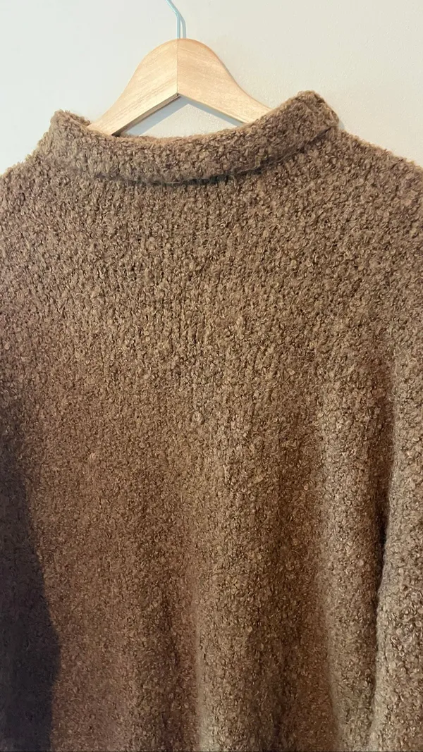 NWT J.Crew Brown Fuzzy Boucle Mock Neck Sweater Size Medium Wool Alpaca - Image 8