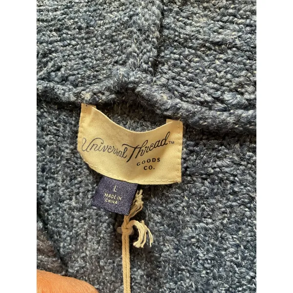 Universal Thread Blue Knit Hooded Poncho Sweater Size L NWT Boho Fall Cozy NWT - Image 5