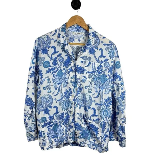 Roller Rabbit Women’s Amanda Printed Loungewear Top in Blue/White Size M - Image 5