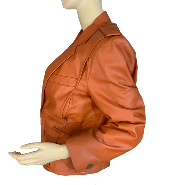 Custom Tailor Han'S Vintage 1970'S Brown Leather Front Button Jacket (M) - Image 5