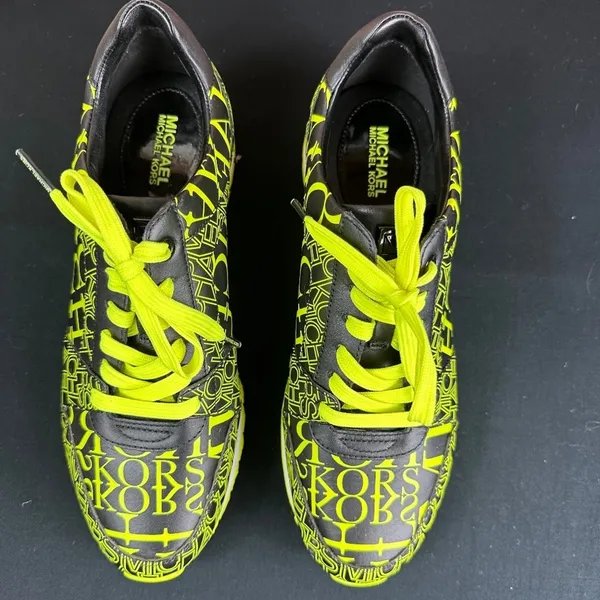 Michael Kors Neon Yellow and Black Trainers - size 9M - Image 4