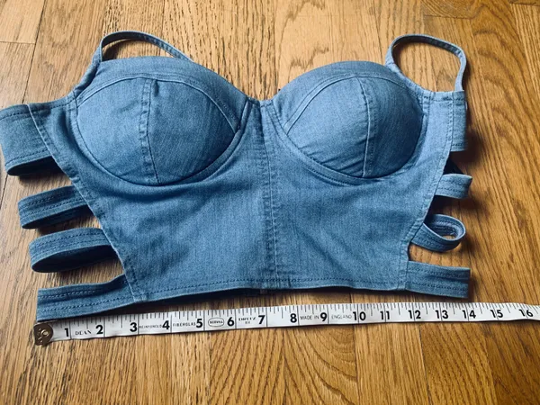 Haute Monde Boutique Cut Out Denim Bustier Size M - Image 8