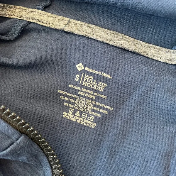 Unisex Member's Mark Blue Luxe Full Zip Hoodie - S - Image 7
