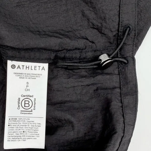 Athleta Shirt Women S Black Lunar Sheen Overshirt Drawstring Snap Gorpcore Nylon - Image 5