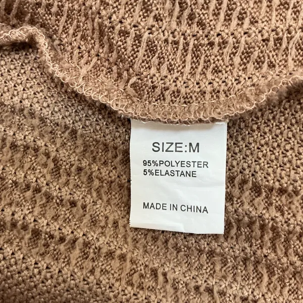 Oversized Knit Shacket Button Down Collared‎ Top Pockets Tan Medium Brown - Image 6
