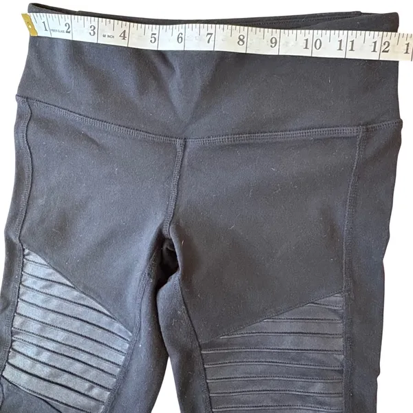 Alo Yoga Moto Panel Leggings Womens XS Black Ribbed Mesh High Performance Active - Image 9