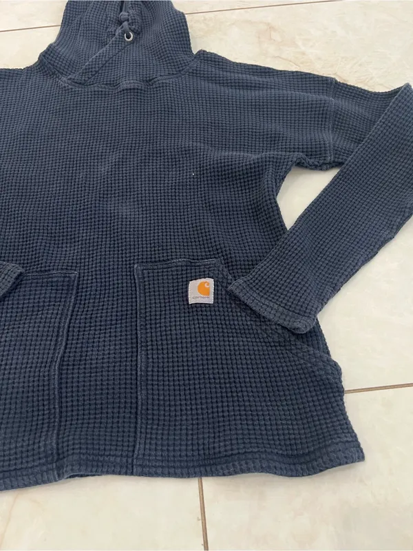 Carhartt Navy Blue Thermal Waffle Hoodie Size XS - Image 2