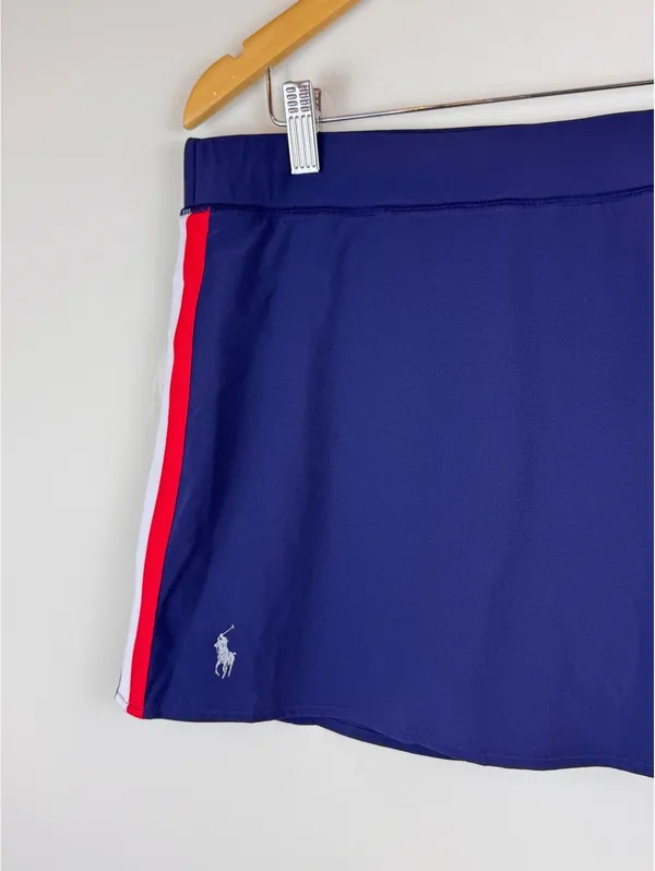 Polo Ralph Lauren Performance Tennis Skort Navy Red White Stripe Logo Size L - Image 3