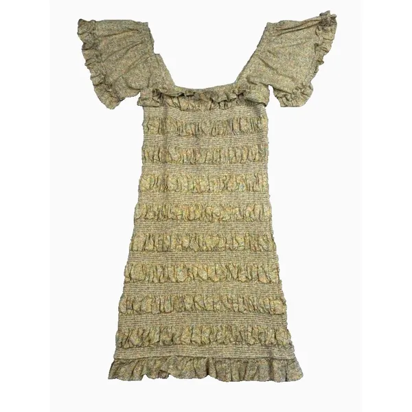 The‎ Impeccable Pig Dress Womens Small Floral Smocked Ruffle Mini Boho - Image 2