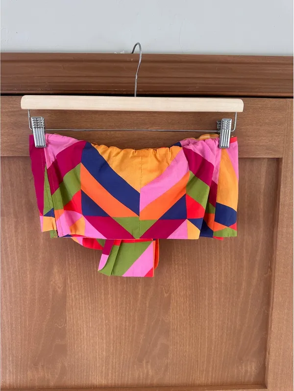 NWOT Farm Rio x Anthropologie Strapless Cropped Blouse Multicolor Women’s XS - Image 5