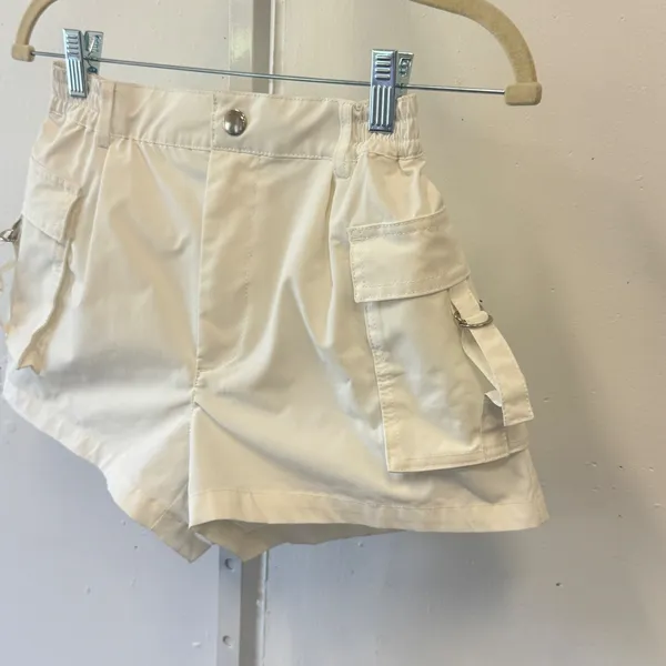 Love Tree Cargo Shorts High Rise Elastic Waist Utility Shorts Size Small White - Image 3
