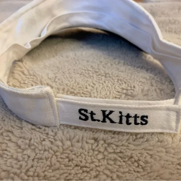 Source Unknown Vintage St. Kitts Embroidered Adjustable Caribbean Visor Hat Cotton Tennis Golf - Image 4