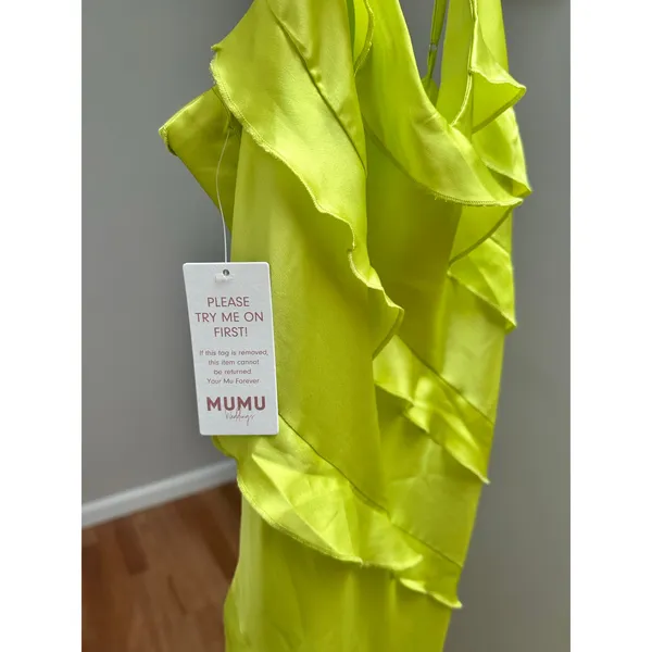 NEW NWT Show Me Your MuMu Romance Ruffle Dress Lime Small - Image 6