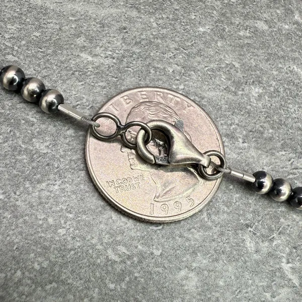 Handmade 16” Navajo Style Sterling Silver Pearls Necklace - Image 8