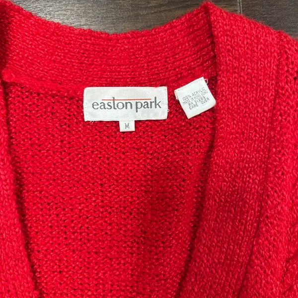 Women's Red Button Down Chunky Knit Sweater vest with pockets medium‎ - Image 2