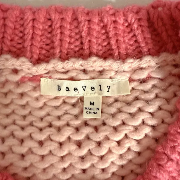 BaeVely Heart Knit Sweater Pink Size M - Image 7