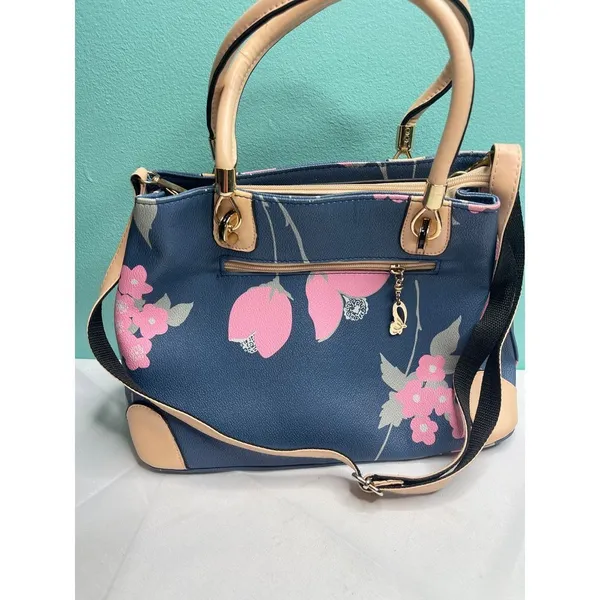 Chic Floral Satchel with Gold Accents‎ - Image 3