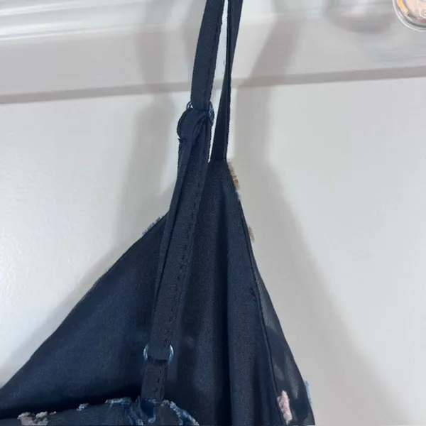 Lulus Blue Floral Asymmetrical Hem Slip Dress Size M - Image 6