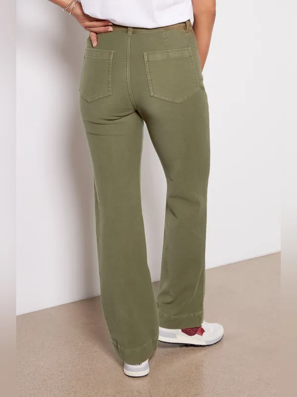 Faherty Stretch Terry Patch Pocket Pants Military Olive Green 26 - Image 4