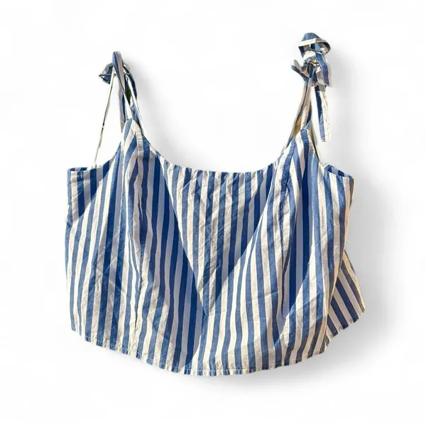 Old Navy Blue White Striped Two Piece Skirt Set XL NWT Cotton Poplin Summer - Image 3