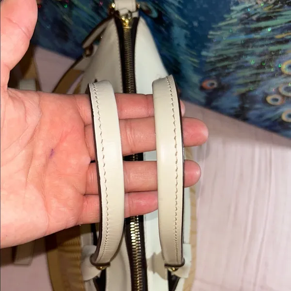 Dooney & Bourke Cream Leather and Tan Woven Structured 2 Way Satchel - Image 2