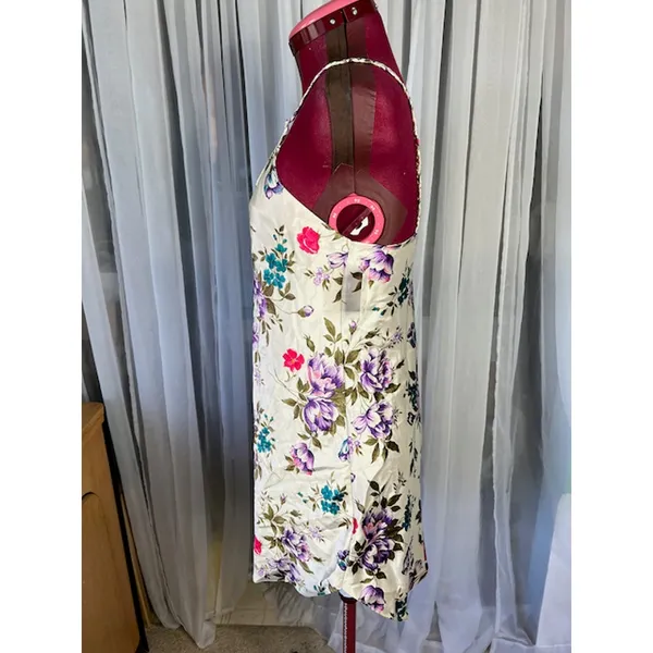 negligee nightgown satin floral purple crimson green NWT - Image 7