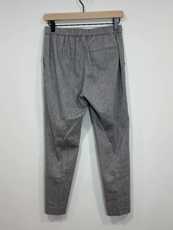 🌟 THEORY 🌟 TREECA PULL ON ELASTIC STRETCH LINEN ANKLE PANT TROUSER GRAY SZ 2 - Image 4