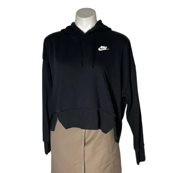 NIKE Navy Blue Hoodie High Low Boxy Cropped Fit Side Slits Womens Size Small - Image 2