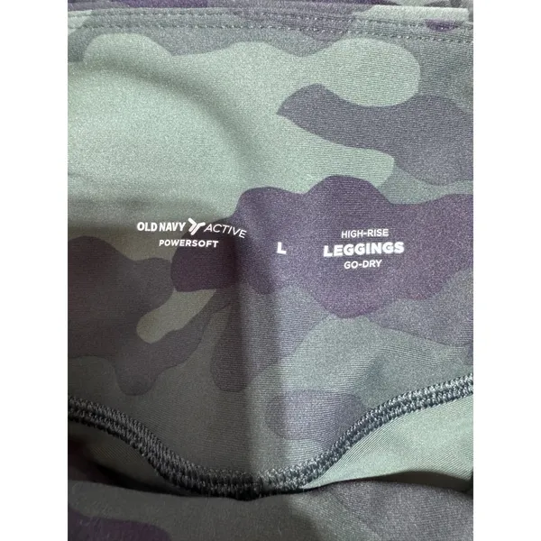 Old Navy Women's L Green Camo Leggings Powersoft High-Rise‎ Go-Dry - Image 4