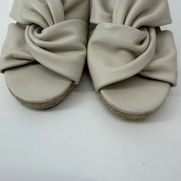 Vince Women Ivory Leather Knot Espadrille Wedge‎ Sandals US 9M EUR 39 - Image 3