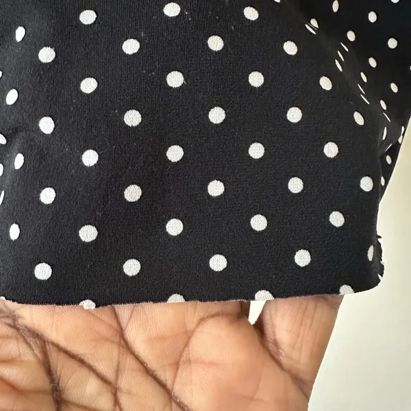 Vince Camuto Black And White Polka Dot Elastic Waist Pencil Skirt Raw Hem Sz S - Image 6